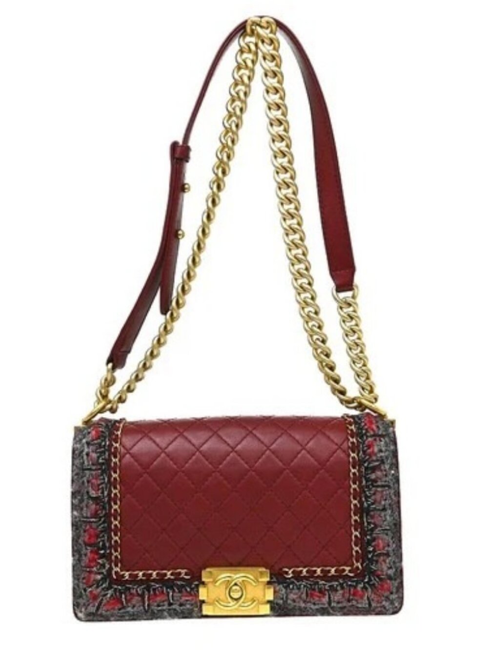 Boy Chanel Red Lambskin Medium Shoulder Bag NQ09354